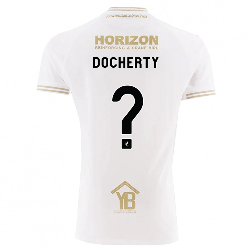Danxen Uomo Maglia Rachel Docherty #0 Bianco Giallo Kit Gara Away 2026/27 Maglietta