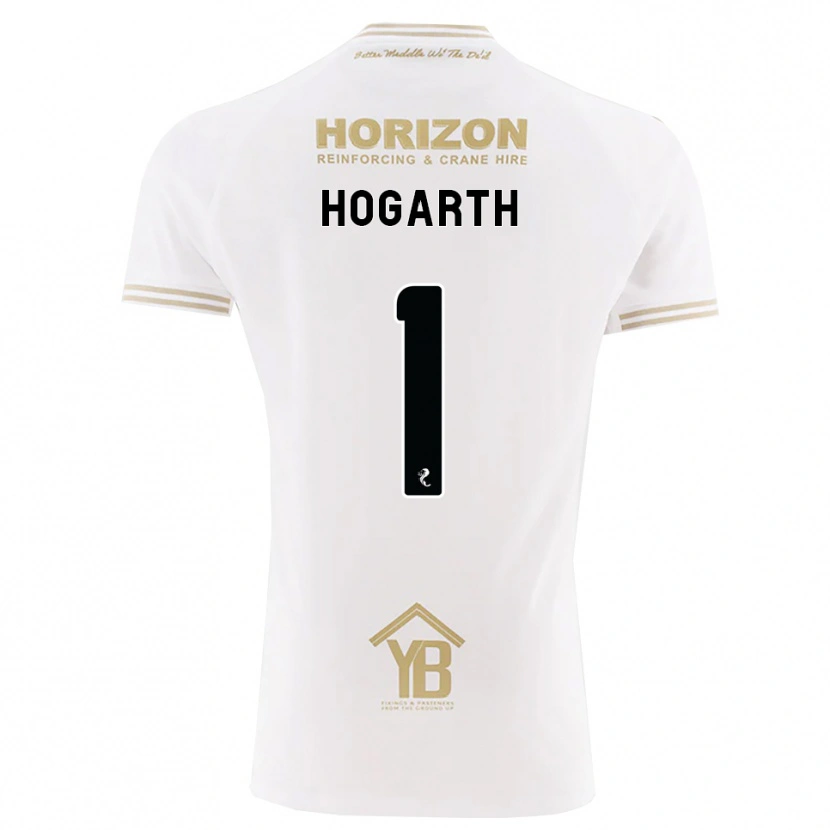 Danxen Uomo Maglia Nicky Hogarth #1 Bianco Giallo Kit Gara Away 2026/27 Maglietta