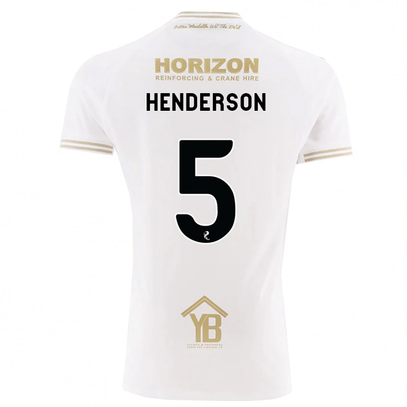 Danxen Uomo Maglia Liam Henderson #5 Bianco Giallo Kit Gara Away 2026/27 Maglietta