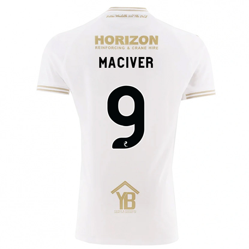 Danxen Uomo Maglia Ross Maciver #9 Bianco Giallo Kit Gara Away 2026/27 Maglietta
