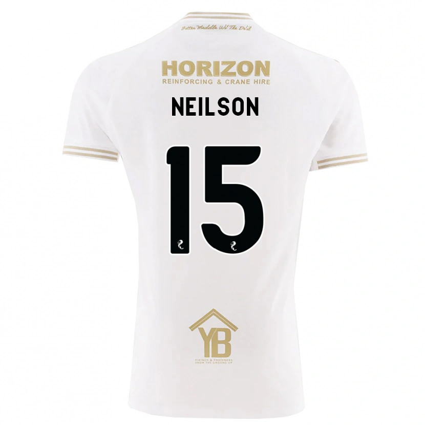 Danxen Uomo Maglia Lewis Neilson #15 Bianco Giallo Kit Gara Away 2026/27 Maglietta