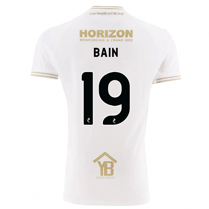 Danxen Uomo Maglia Scott Bain #19 Bianco Giallo Kit Gara Away 2026/27 Maglietta