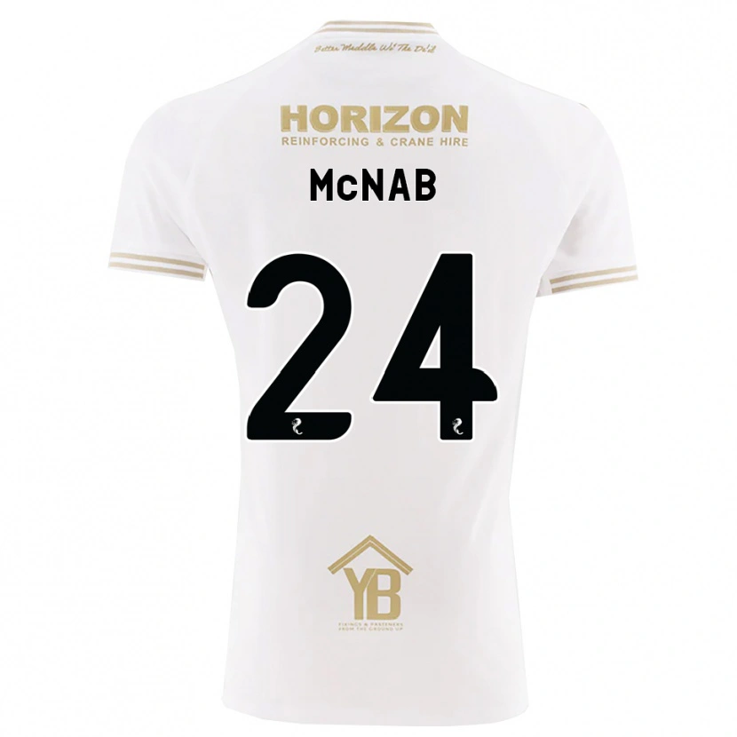 Danxen Uomo Maglia Cameron Mcnab #24 Bianco Giallo Kit Gara Away 2026/27 Maglietta