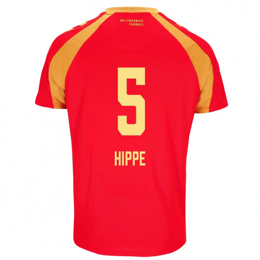 Danxen Uomo Maglia Maximilian Hippe #5 Rosso Arancione Nero Kit Gara Away 2026/27 Maglietta