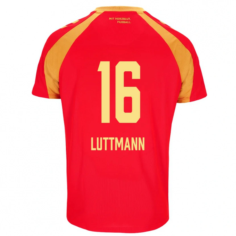 Danxen Uomo Maglia Magnus Luttmann #16 Rosso Arancione Nero Kit Gara Away 2026/27 Maglietta