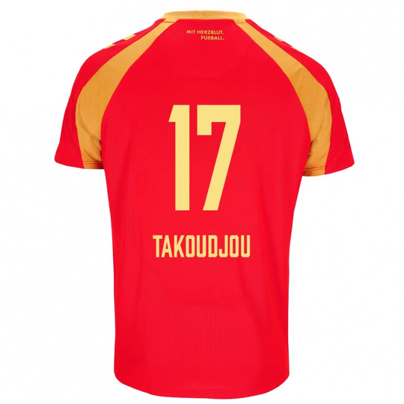 Danxen Uomo Maglia Alan Takoudjou Somolinos #17 Rosso Arancione Nero Kit Gara Away 2026/27 Maglietta