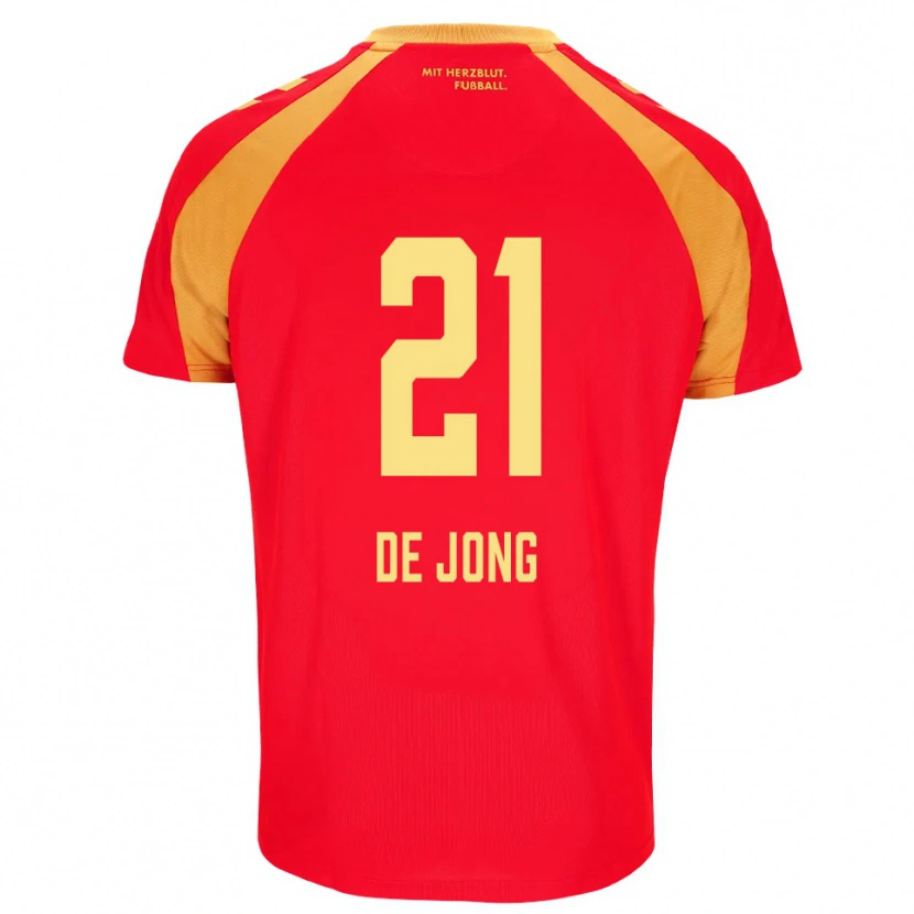 Danxen Uomo Maglia Travis De Jong #21 Rosso Arancione Nero Kit Gara Away 2026/27 Maglietta