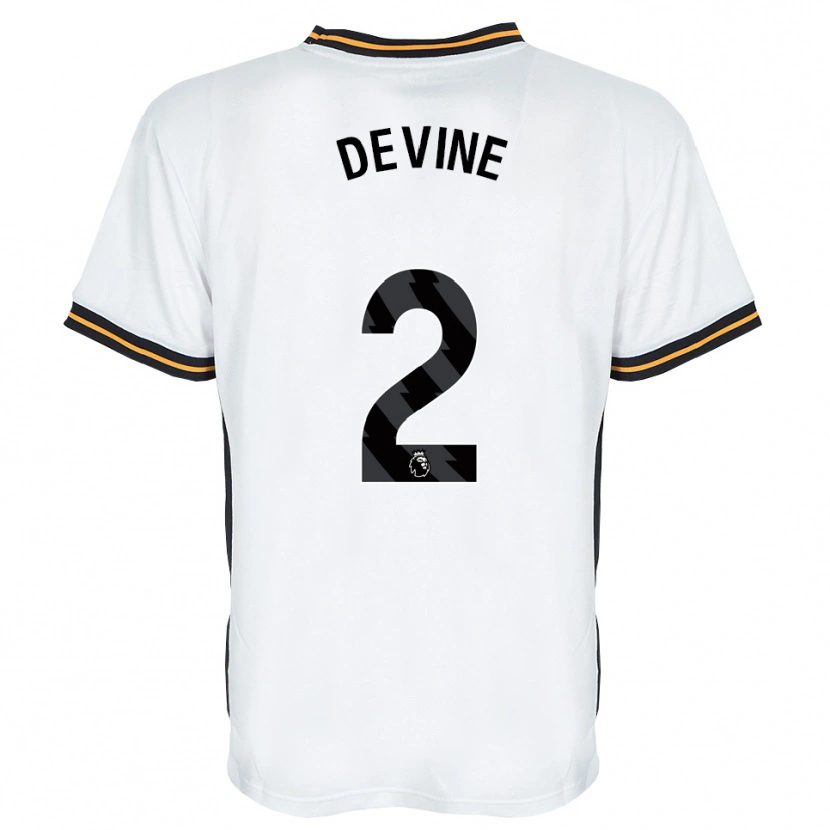 Danxen Uomo Maglia Ed Devine #2 Bianco Arancione Nero Kit Gara Away 2026/27 Maglietta