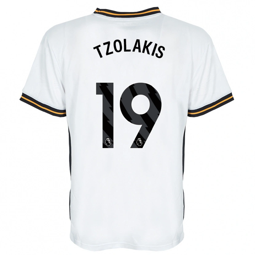 Danxen Uomo Maglia Konstantinos Tzolakis #19 Bianco Arancione Nero Kit Gara Away 2026/27 Maglietta