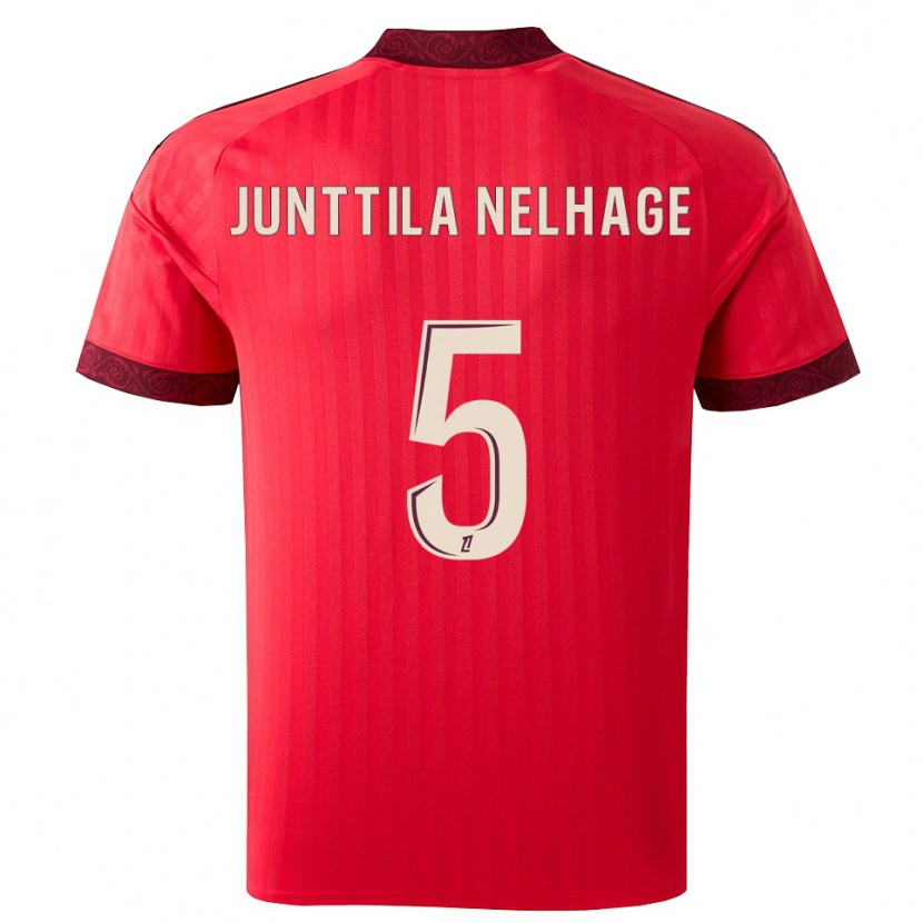 Danxen Uomo Maglia Elma Junttila Nelhage #5 Borgogna Rosso Bianco Kit Gara Away 2026/27 Maglietta