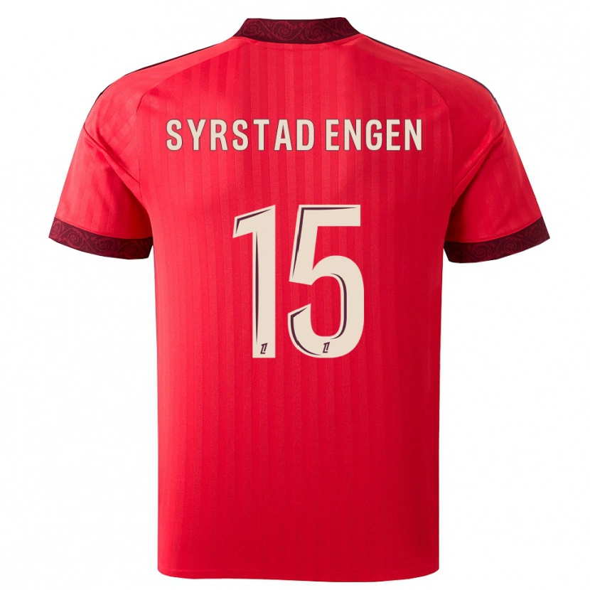 Danxen Uomo Maglia Ingrid Syrstad Engen #15 Borgogna Rosso Bianco Kit Gara Away 2026/27 Maglietta