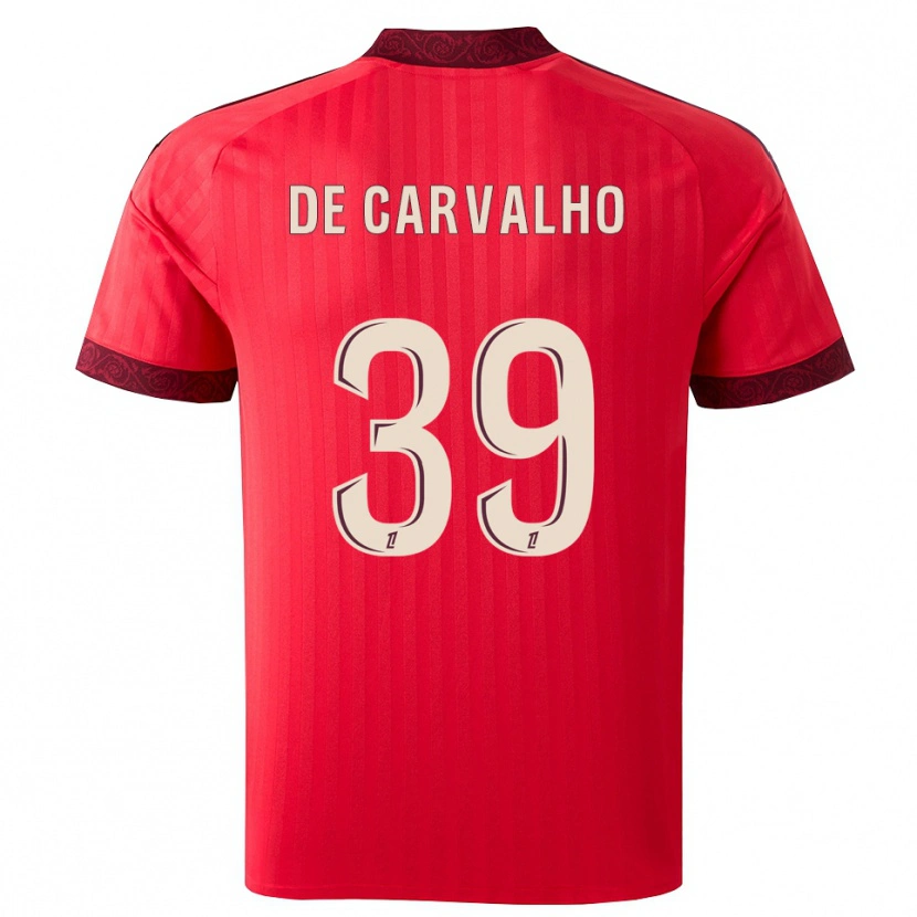 Danxen Uomo Maglia Mathys De Carvalho #39 Borgogna Rosso Bianco Kit Gara Away 2026/27 Maglietta