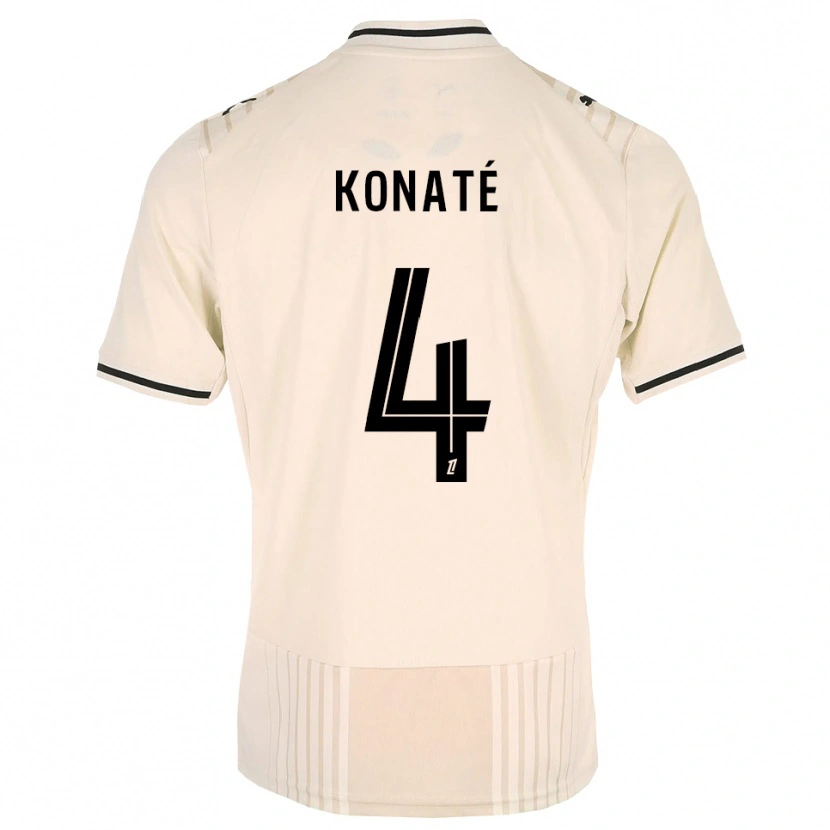 Danxen Uomo Maglia Djibril Konaté #4 Oldlace Nero Bianco Antico Kit Gara Away 2026/27 Maglietta