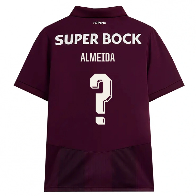 Danxen Uomo Maglia Tomé Almeida #0 Borgogna Bianco Kit Gara Away 2026/27 Maglietta