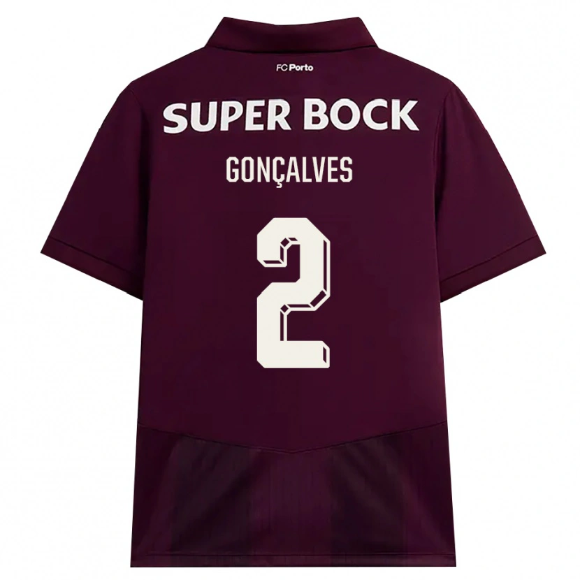 Danxen Uomo Maglia Ema Gonçalves #2 Borgogna Bianco Kit Gara Away 2026/27 Maglietta