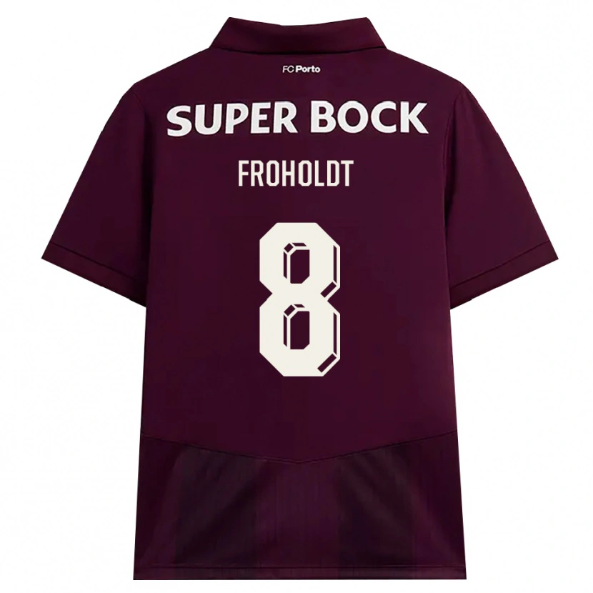 Danxen Uomo Maglia Victor Froholdt #8 Borgogna Bianco Kit Gara Away 2026/27 Maglietta