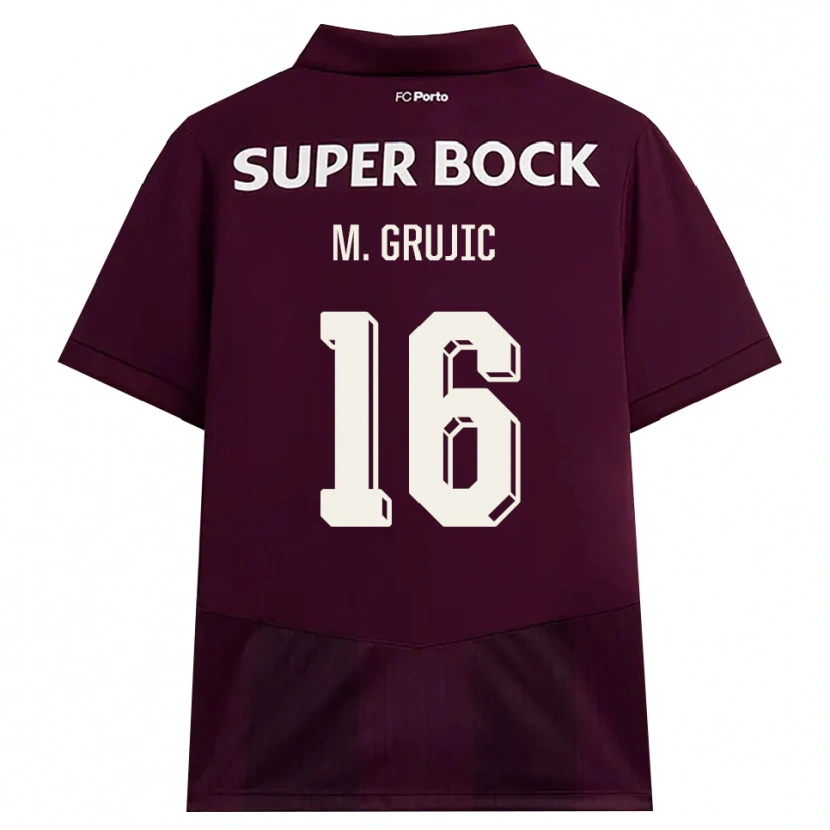 Danxen Uomo Maglia Marko Grujic #16 Borgogna Bianco Kit Gara Away 2026/27 Maglietta