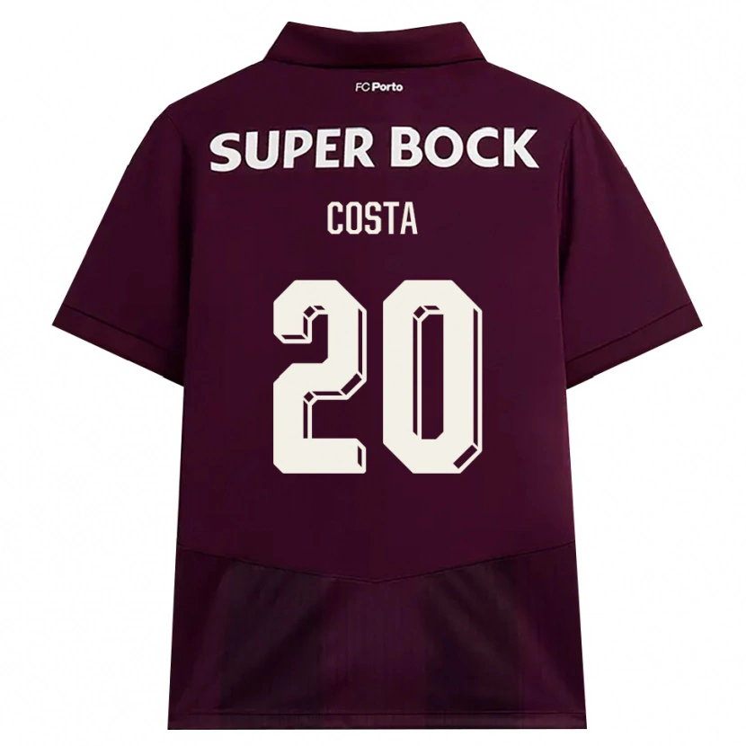 Danxen Uomo Maglia Alberto Costa #20 Borgogna Bianco Kit Gara Away 2026/27 Maglietta