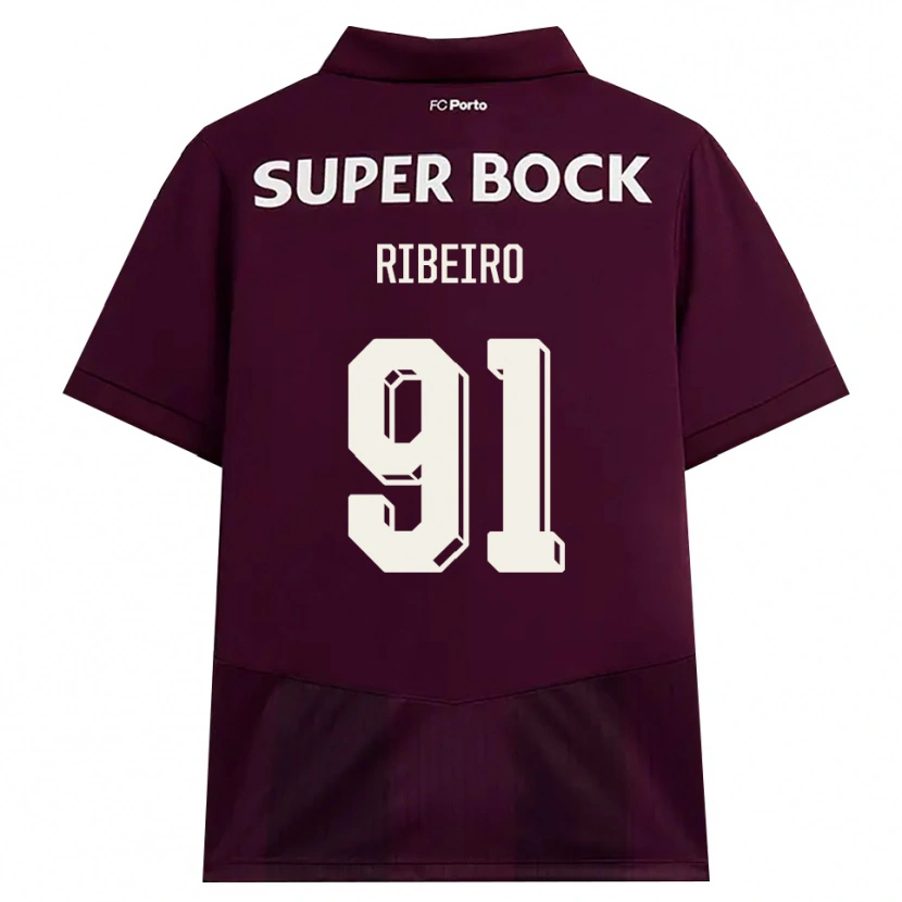 Danxen Uomo Maglia Gonçalo Ribeiro #91 Borgogna Bianco Kit Gara Away 2026/27 Maglietta