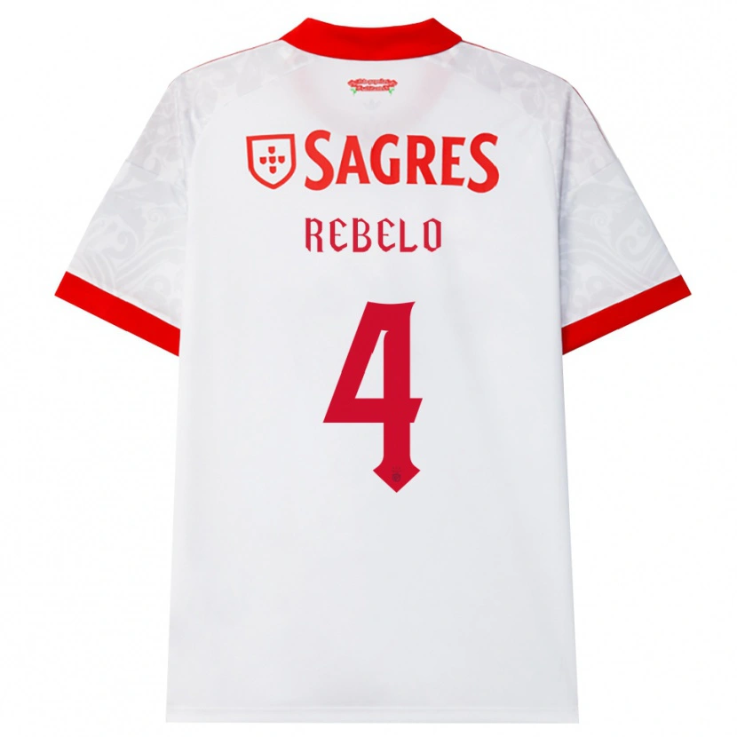 Danxen Uomo Maglia Silvia Rebelo #4 Bianco Rosso Giallo Kit Gara Away 2026/27 Maglietta