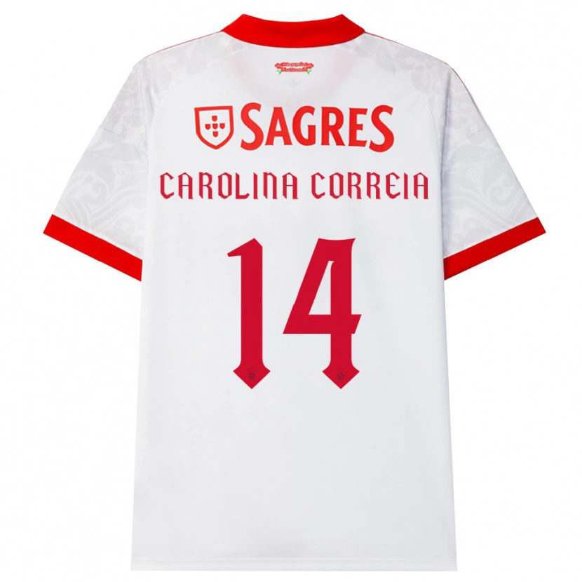 Danxen Uomo Maglia Carolina Correia #14 Bianco Rosso Giallo Kit Gara Away 2026/27 Maglietta