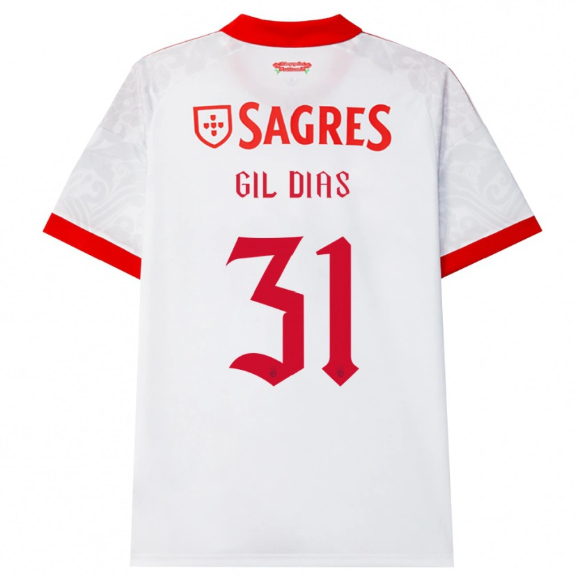 Danxen Uomo Maglia Gil Dias #31 Bianco Rosso Giallo Kit Gara Away 2026/27 Maglietta