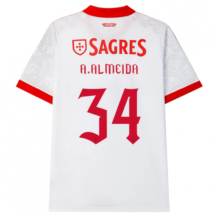 Danxen Uomo Maglia Andre Almeida #34 Bianco Rosso Giallo Kit Gara Away 2026/27 Maglietta