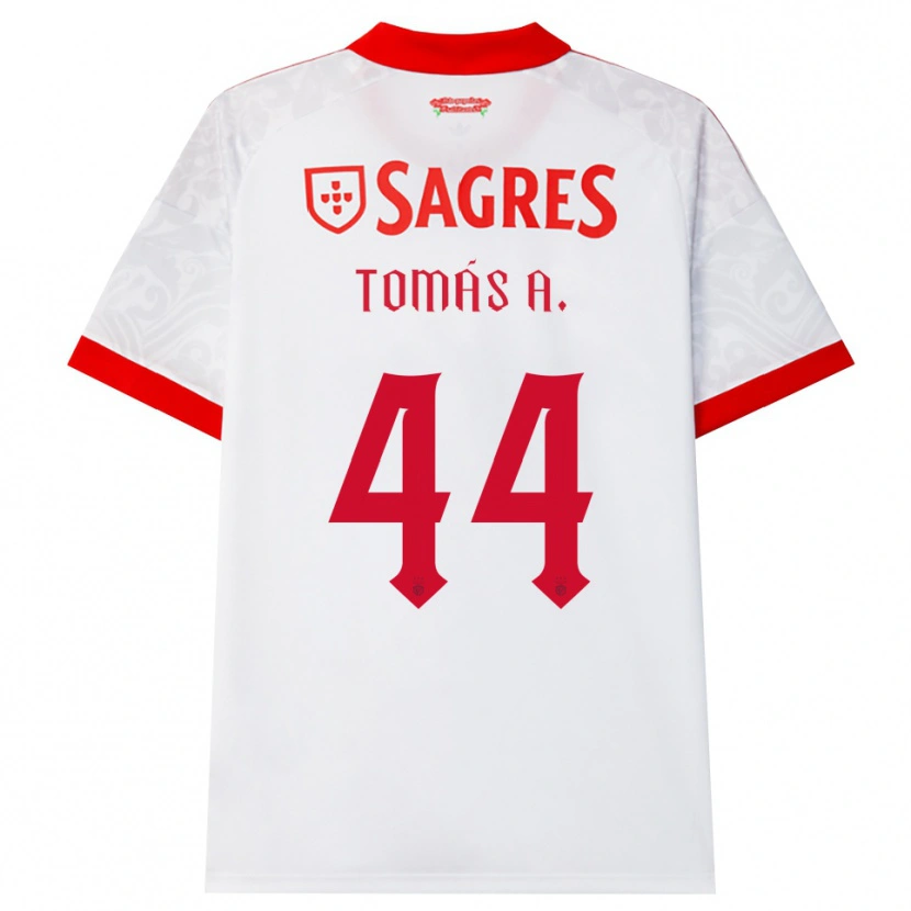 Danxen Uomo Maglia Tomás Araújo #44 Bianco Rosso Giallo Kit Gara Away 2026/27 Maglietta