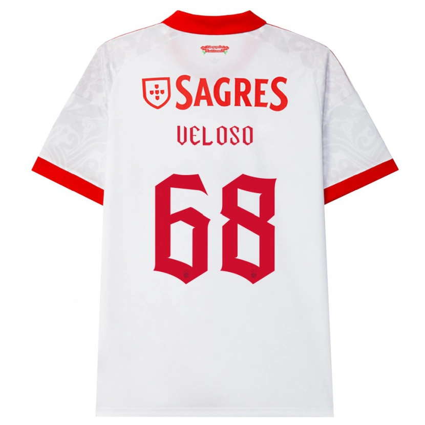 Danxen Uomo Maglia João Veloso #68 Bianco Rosso Giallo Kit Gara Away 2026/27 Maglietta