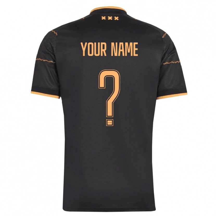 Danxen Uomo Maglia Il Tuo Nome #0 Nero Arancione Kit Gara Away 2026/27 Maglietta