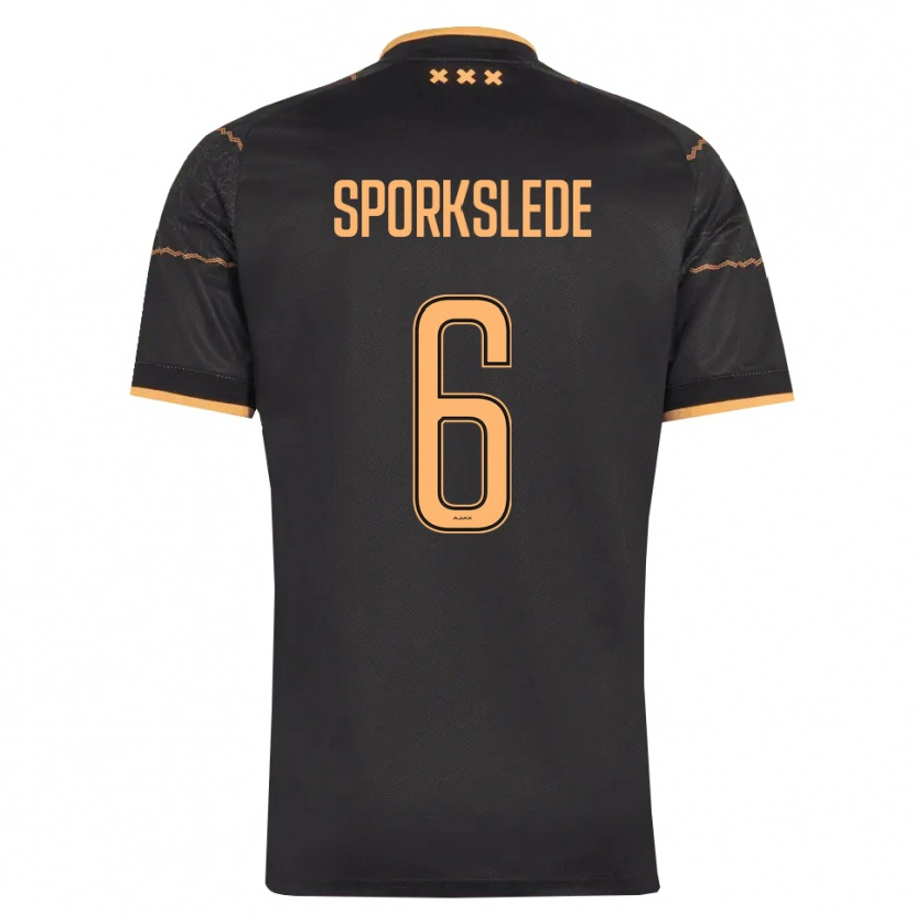 Danxen Uomo Maglia Fabian Sporkslede #6 Nero Arancione Kit Gara Away 2026/27 Maglietta