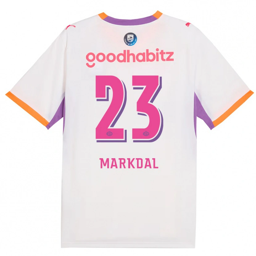 Danxen Uomo Maglia Mikkel Markdal #23 Bianco Viola Arancione Kit Gara Away 2026/27 Maglietta
