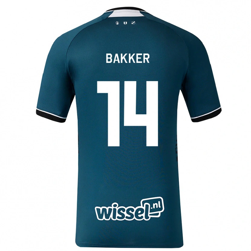 Danxen Uomo Maglia Eshly Bakker #14 Grigioardesiascuro Bianco Kit Gara Away 2026/27 Maglietta