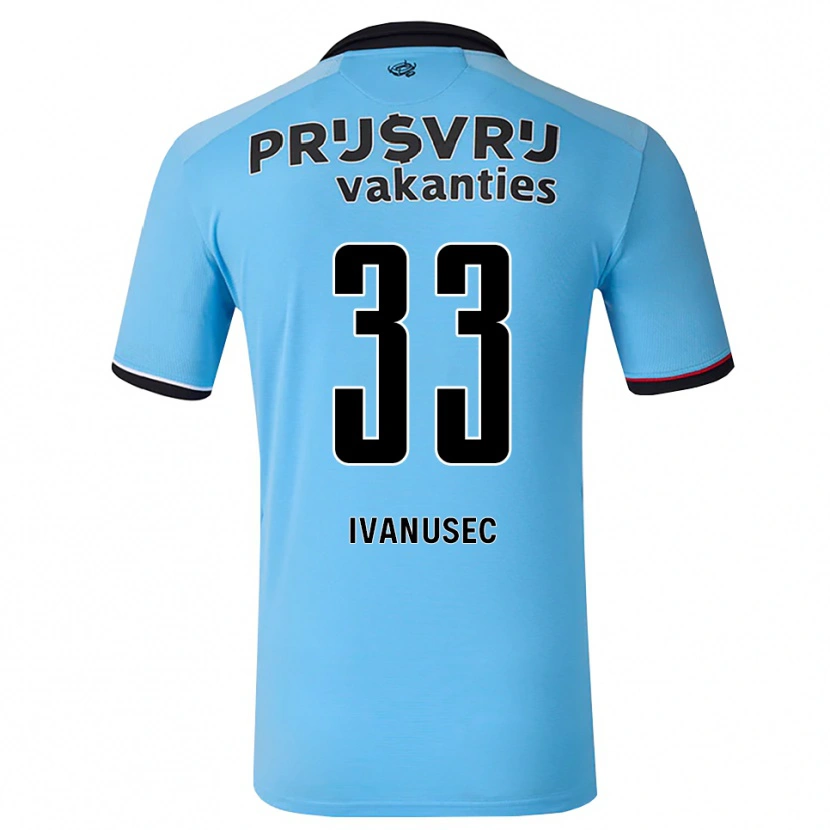 Danxen Uomo Maglia Luka Ivanušec #33 Blu Cielo Profondo Nero Rosso Kit Gara Away 2026/27 Maglietta