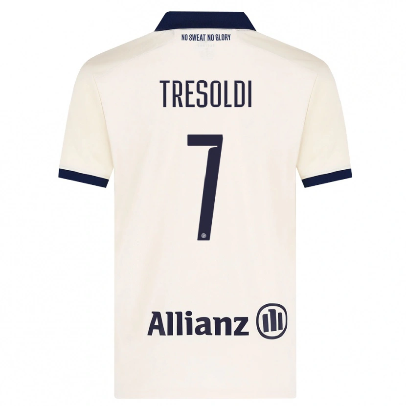 Danxen Uomo Maglia Nicolò Tresoldi #7 Beige Nero Kit Gara Away 2026/27 Maglietta