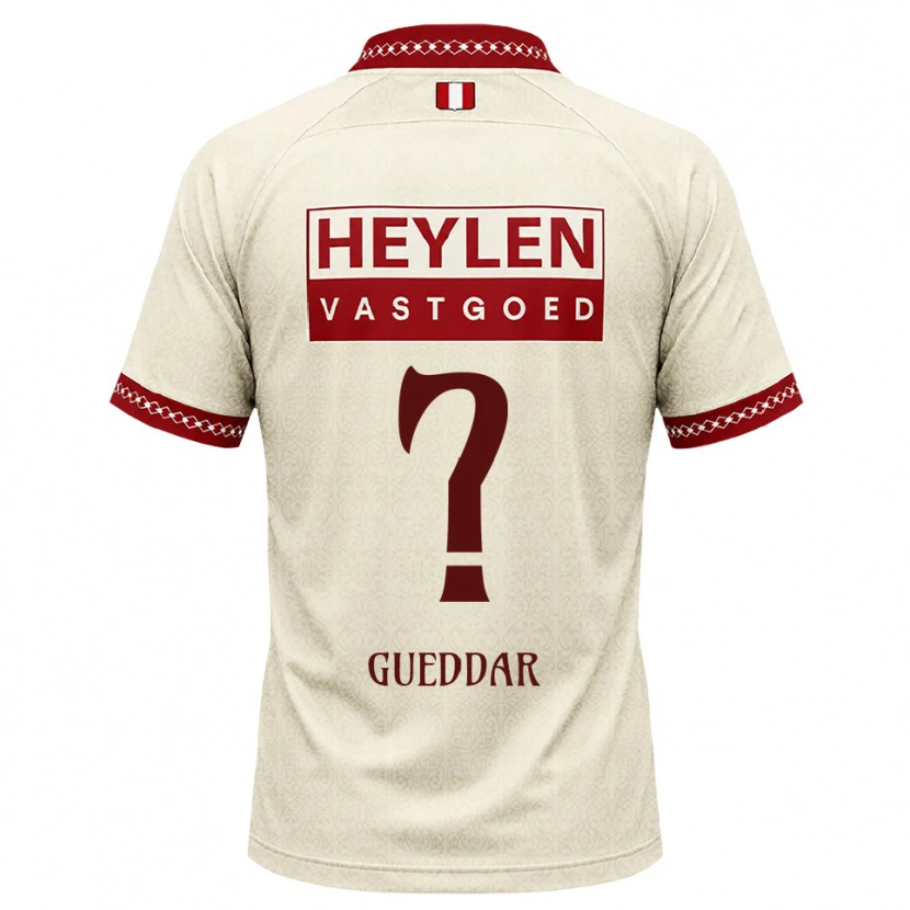 Danxen Uomo Maglia Zakaria Gueddar #0 Beige Rosso Kit Gara Away 2026/27 Maglietta