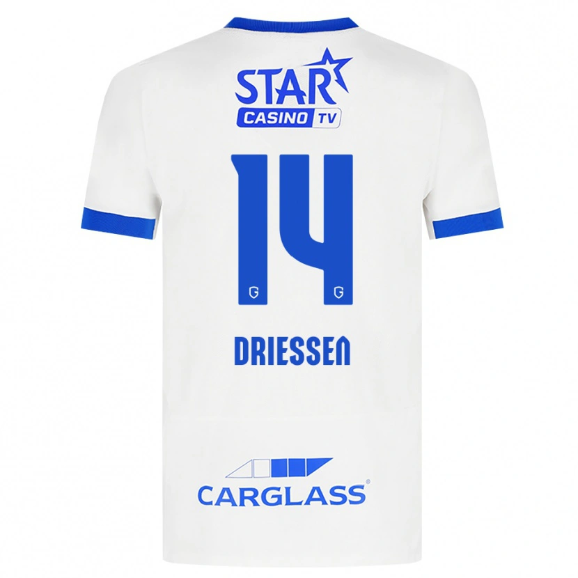 Danxen Uomo Maglia Jelle Driessen #14 Bianco Blu Kit Gara Away 2026/27 Maglietta