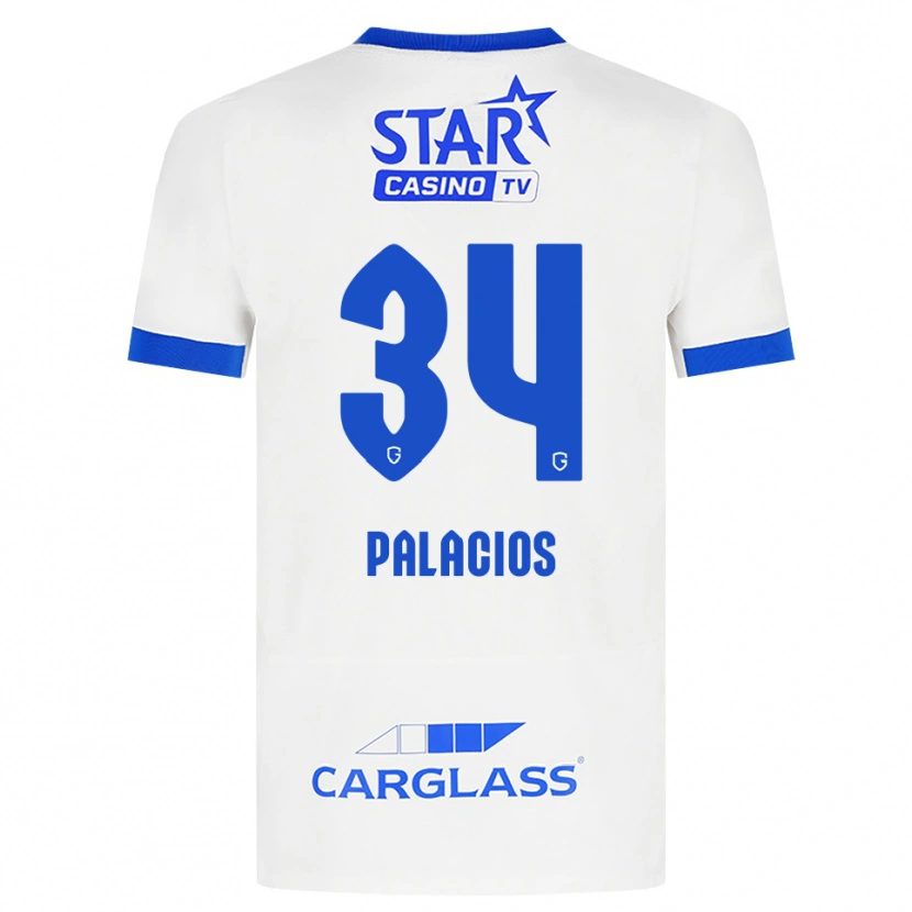 Danxen Uomo Maglia Adrián Palacios #34 Bianco Blu Kit Gara Away 2026/27 Maglietta