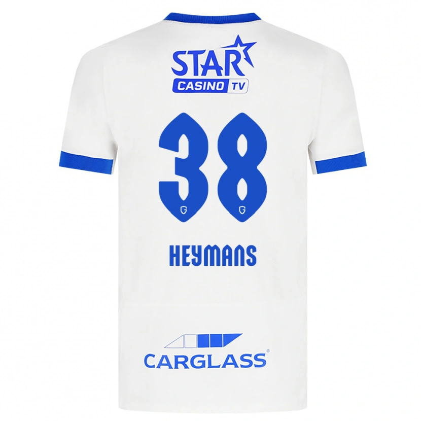 Danxen Uomo Maglia Daan Heymans #38 Bianco Blu Kit Gara Away 2026/27 Maglietta