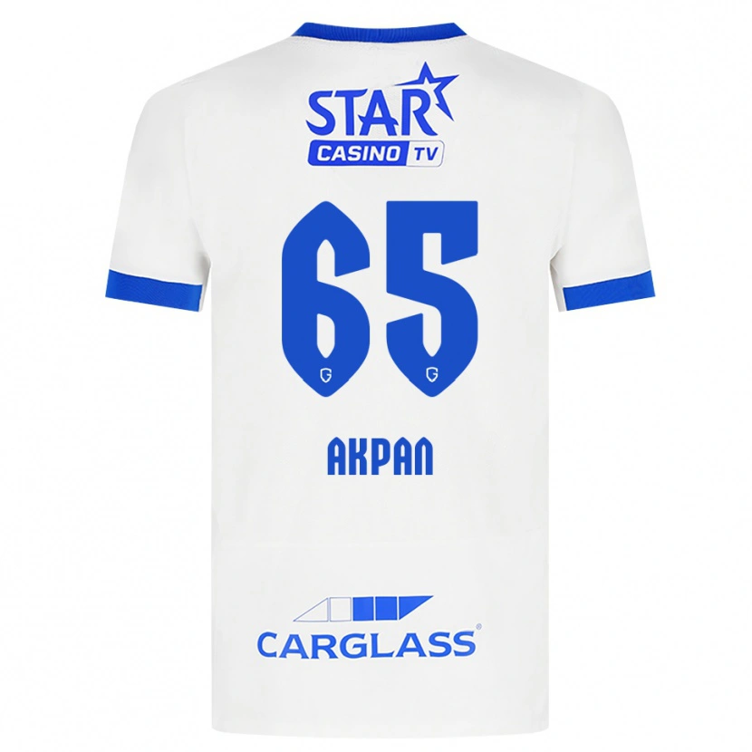 Danxen Uomo Maglia Christian Akpan #65 Bianco Blu Kit Gara Away 2026/27 Maglietta
