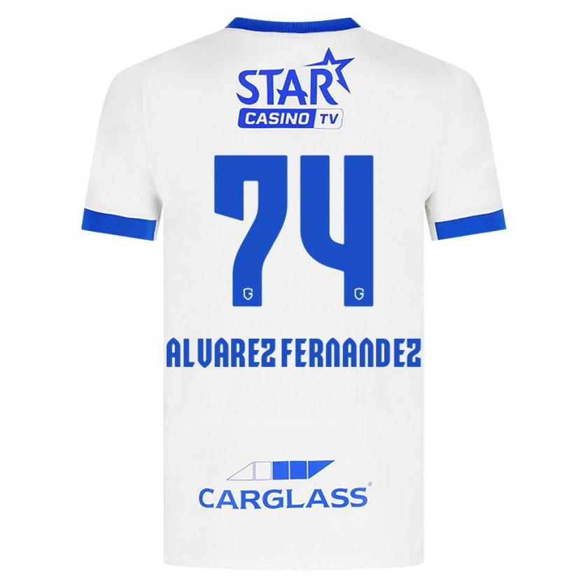 Danxen Uomo Maglia Loïc Alvarez Fernandez #74 Bianco Blu Kit Gara Away 2026/27 Maglietta