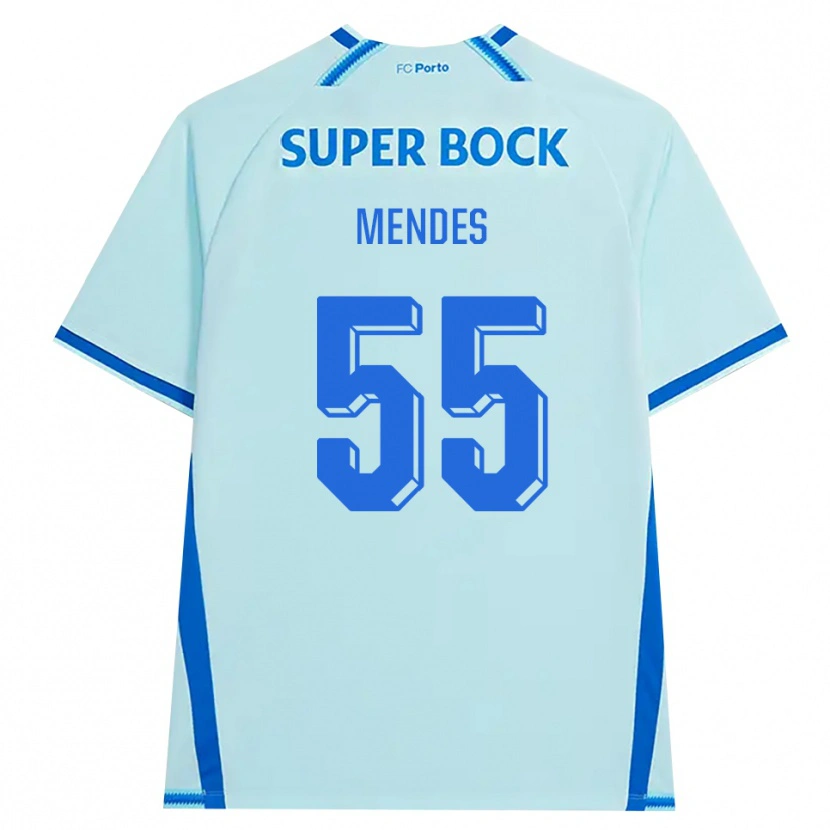 Danxen Uomo Maglia Joao Mendes #55 Azzurro Chiaro Blu Kit Gara Third 2026/27 Maglietta