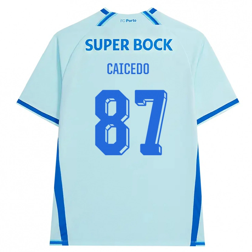 Danxen Uomo Maglia Brayan Caicedo #87 Azzurro Chiaro Blu Kit Gara Third 2026/27 Maglietta