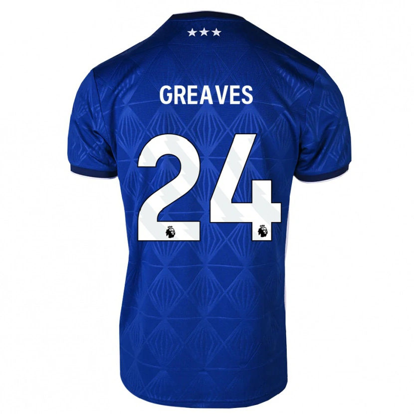 Danxen Donna Maglia Jacob Greaves #24 Blu Medio Bianco Rosso Kit Gara Home 2026/27 Maglietta