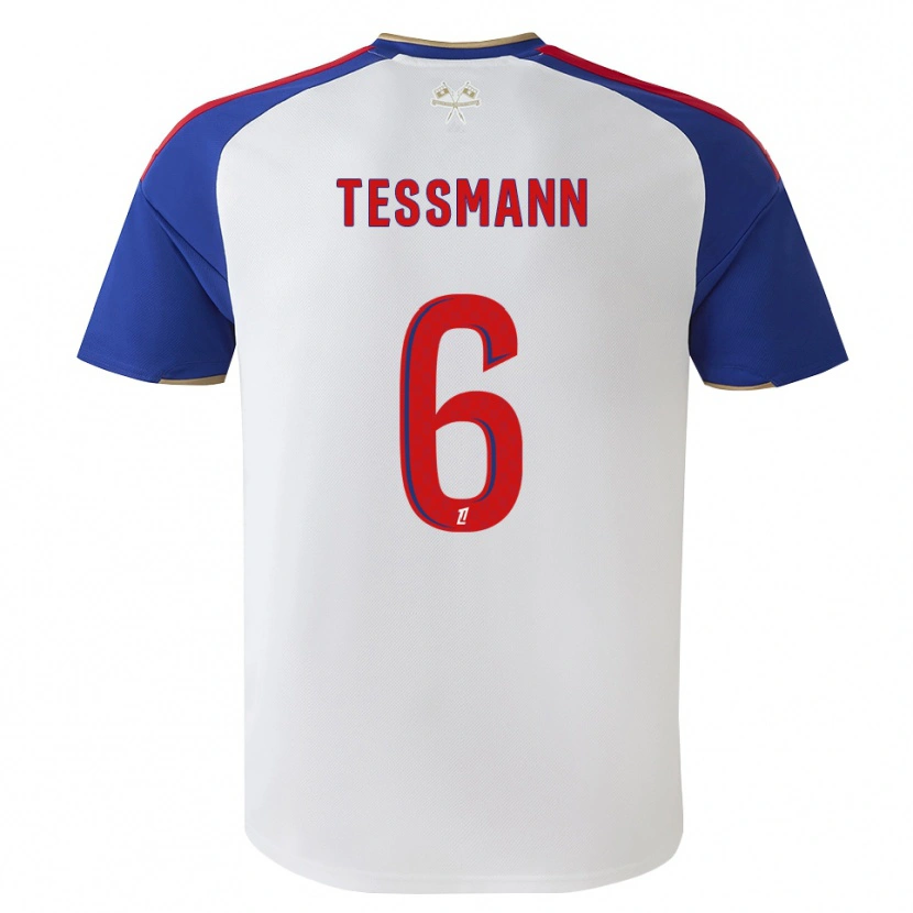 Danxen Donna Maglia Tanner Tessmann #6 Blu Reale Rosso Bianco Kit Gara Home 2026/27 Maglietta