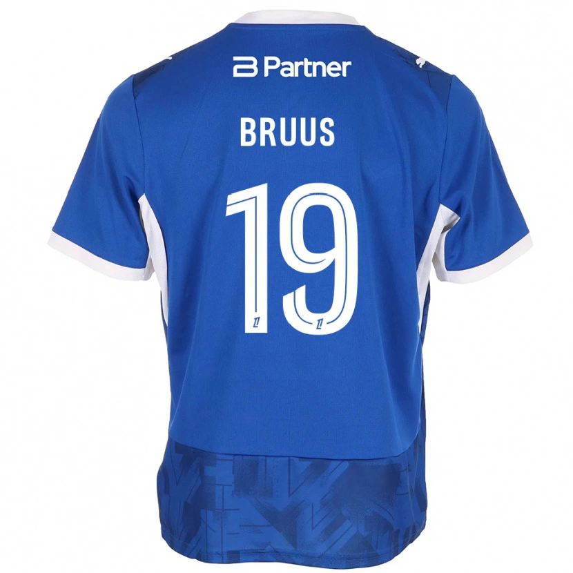 Danxen Donna Maglia Andreas Bruus #19 Blu Medio Bianco Kit Gara Home 2026/27 Maglietta