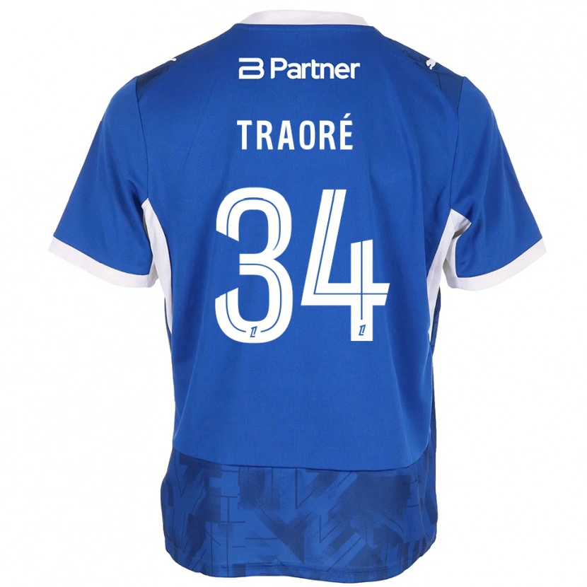 Danxen Donna Maglia Ibrahim Traoré #34 Blu Medio Bianco Kit Gara Home 2026/27 Maglietta