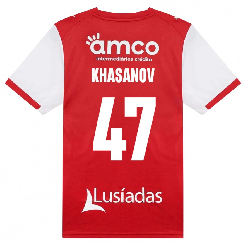 Danxen Donna Maglia Sadriddin Khasanov #47 Bianco Rosso Nero Kit Gara Home 2026/27 Maglietta