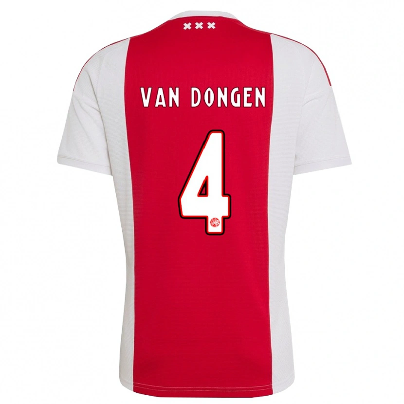 Danxen Donna Maglia Bram Van Dongen #4 Rosso Bianco Giallo Kit Gara Home 2026/27 Maglietta