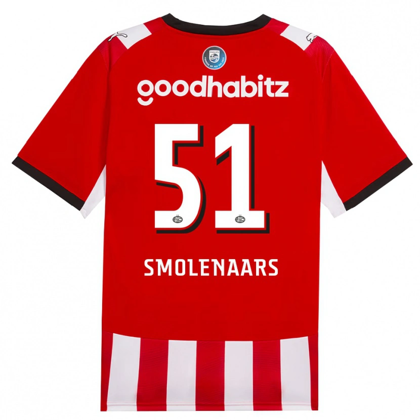 Danxen Donna Maglia Tijn Smolenaars #51 Rosso Bianco Nero Kit Gara Home 2026/27 Maglietta